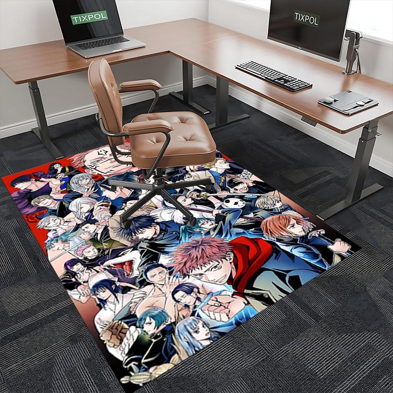 1pc Anime Cartoon Design Jujutsu Kaisen Characters Office Chair Mat Non-Slip Carpet for Home Decor, Festival Gift, Suitable for Office, Living Room, B
