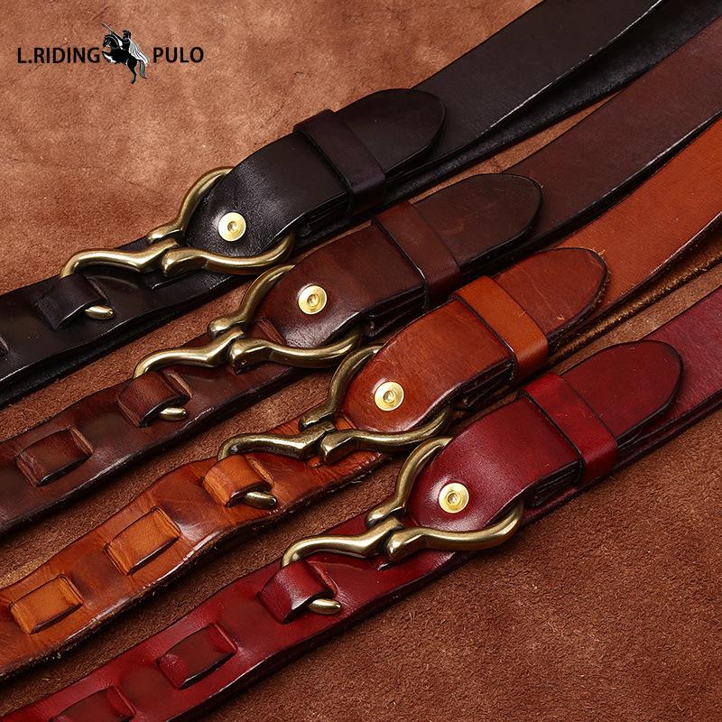 Thickened Vegetable Tanned Cowhide Belt Men's Genuine Leather Copper Hook Retro Personality Trendy Trouser Belt