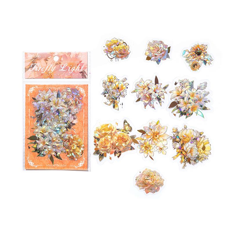 MomoPET Borderless Flower Album: Dreamy 3D Laser Scrapbooking Stickers