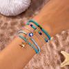 European American Fashion Bohemian Layered Beaded Bracelets Elastic Ethnic Bracelets for Women Female Bangle Bracelet
