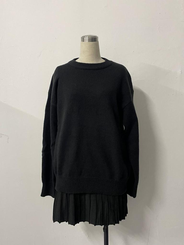 2025 Autumn European & American Round Neck Knit Set: High Waist Short Skirt