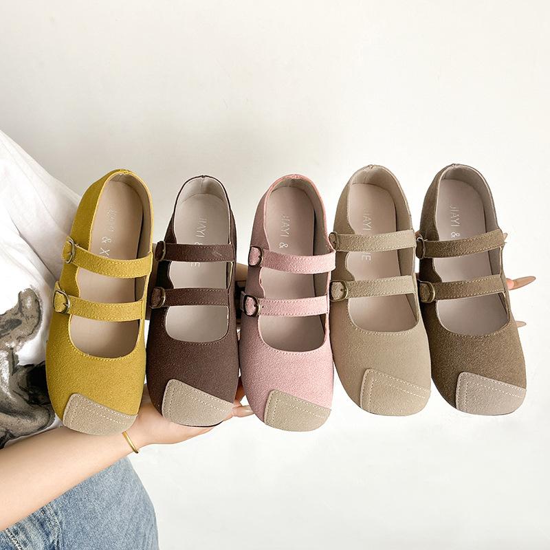 Retro women's autumn new one-pedal lazy shoes flat-soled soft-soled shallow-mouth Mary Jane single shoes