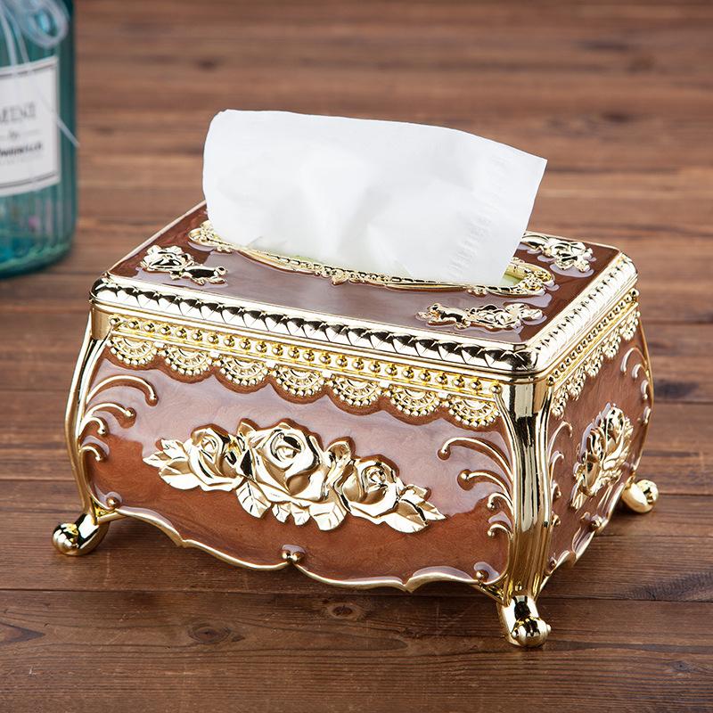 European Style Retro Tissue Box Household Living Room kitchen Napkin Case Hotel Office Desk Accessories Acrylic Paper Box
