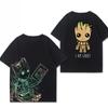 Marvel Guardians of The Galaxy 3 Rocket Marvel Joint T-shirt Clothes Groot Big Tooth Board Short Sleeve Pure Cotton Trend Casual
