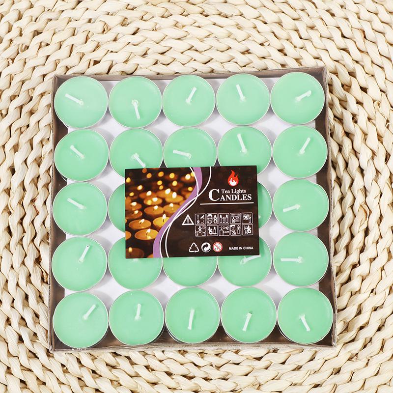 Aluminum Shell Round Tealight Valentine's Day Proposal Picture Hotel Tea-making Fire-free Paint Small Candle