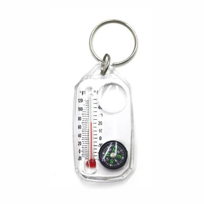 Tragbar 3-in-1 Funktion Mini-Kompass Schlüsselanhänger Fluoreszierend Kompakt Thermometer Langlebig Bergsteigerwerkzeug Outdoor