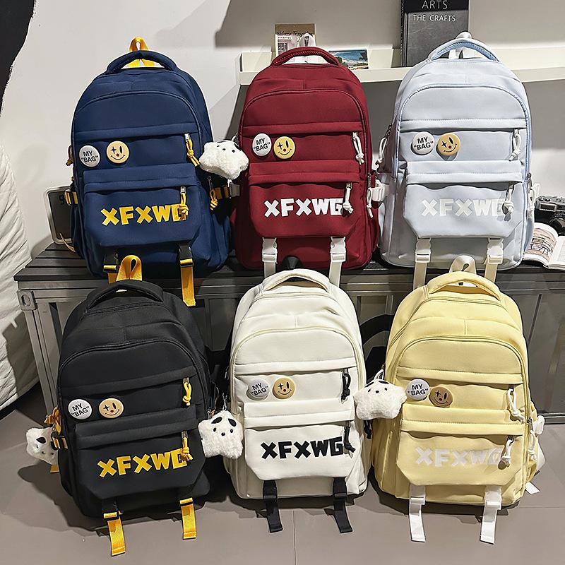 Korean ins style high appearance Harajuku trendy couple backpack junior high and high school students light and large capacity schoolbag girl