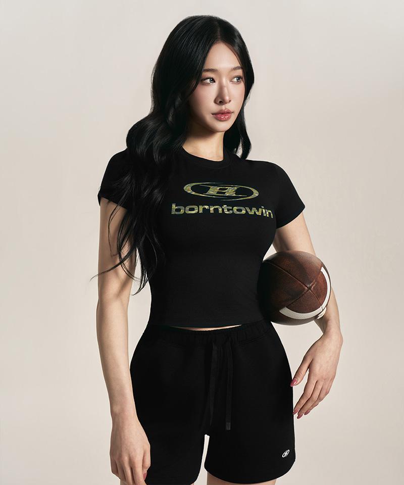 BORN TO WIN W Camo Symbol B Logo T-Shirts [Black]