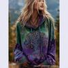 Felpa da Donna Oversize con Cappuccio e Stampa Floreale 3D Manica Lunga Pullover Casual 2025