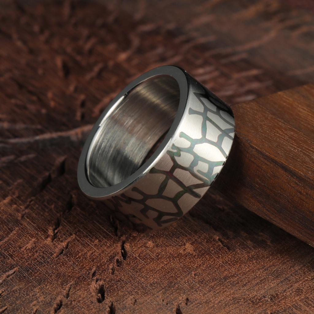 Simple Crack Design Titanium Steel Men's Ring 10mm Wide Fashion Band Durable Fade Resistant