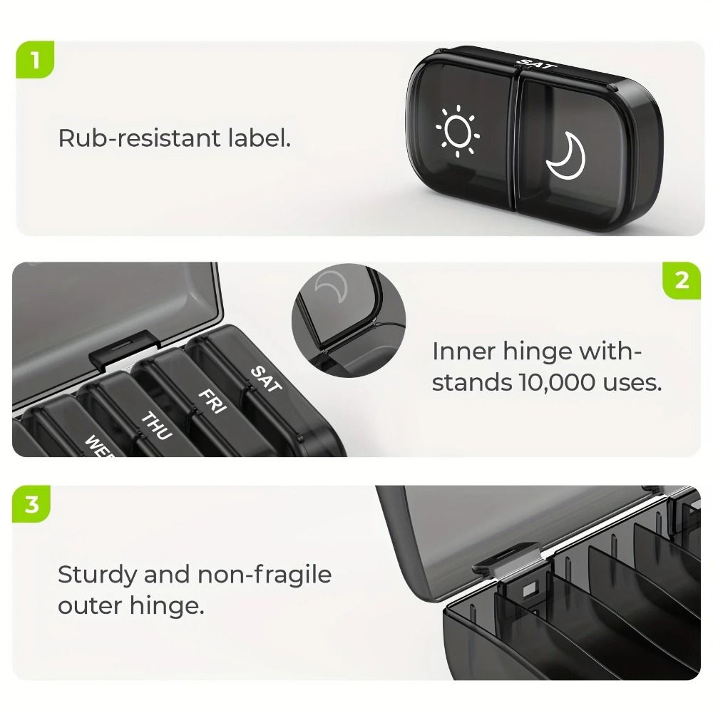 Moisture-proof Weekly Pill Organizer Sealed Pill Dispenser Easy Use Pill Box Daily Use