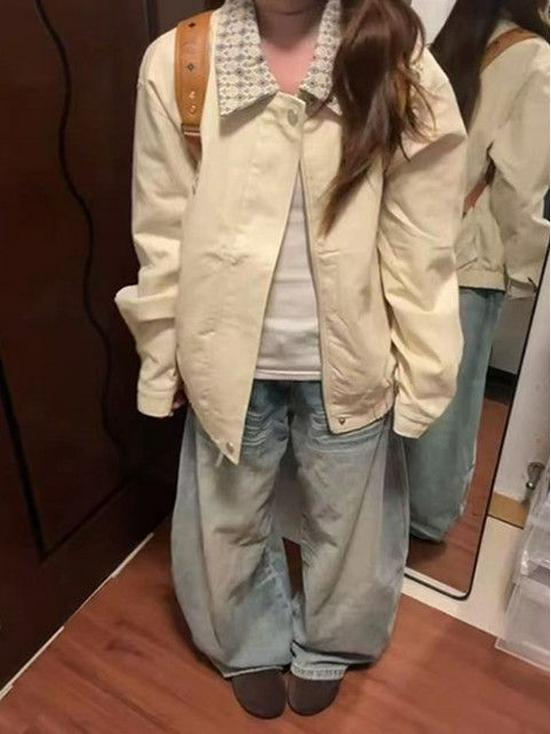 2025 Autumn Women's Retro Loose Square Neck Jacket - Korean Style Casual Coat