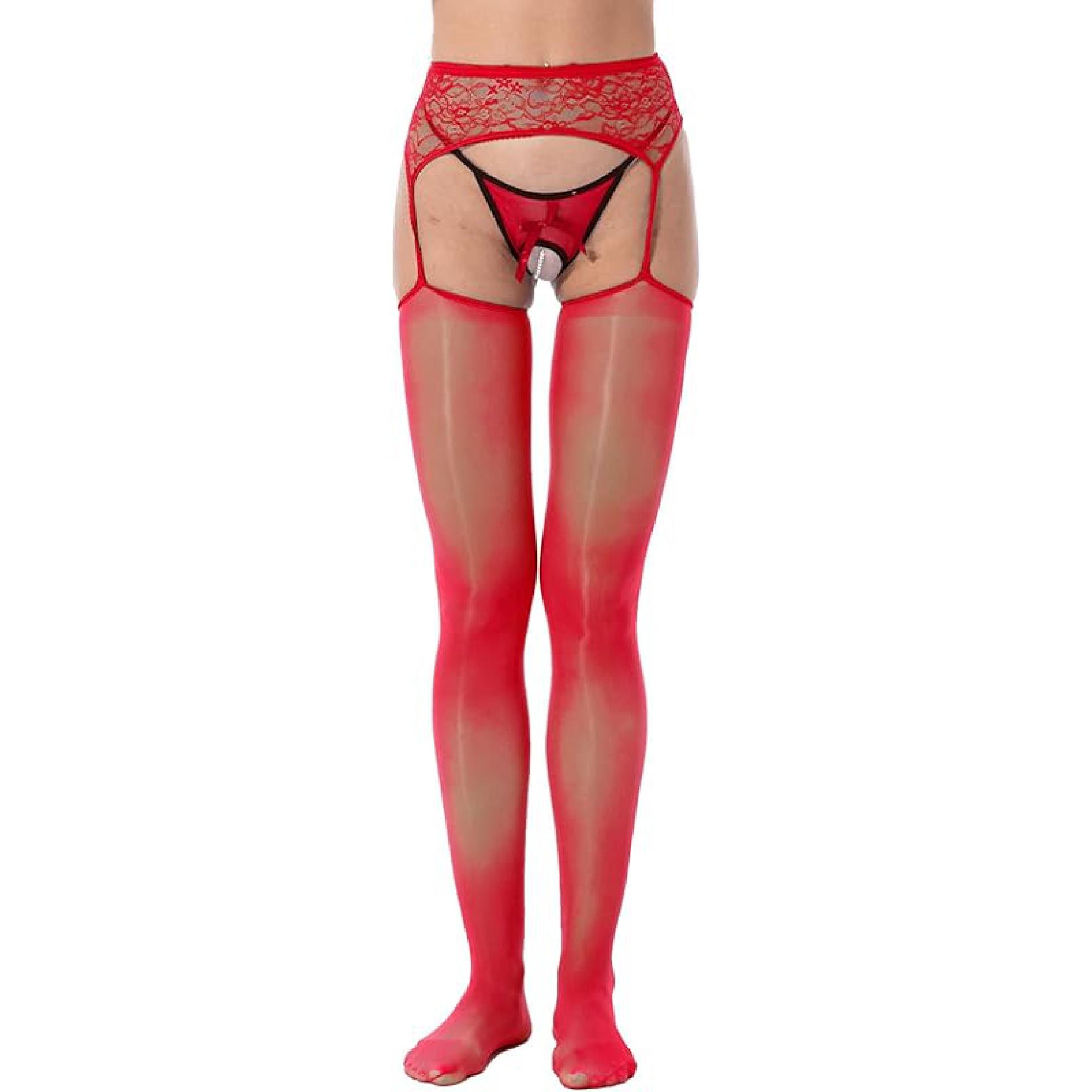 FEESHOW женские глянцевые колготки на подтяжках — фото 15