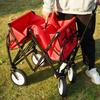 Foldable Camping Trolley Height Adjustable Large Capacity Heavy Duty Portable Collapsible Camping Wagon Cart for Outdoor