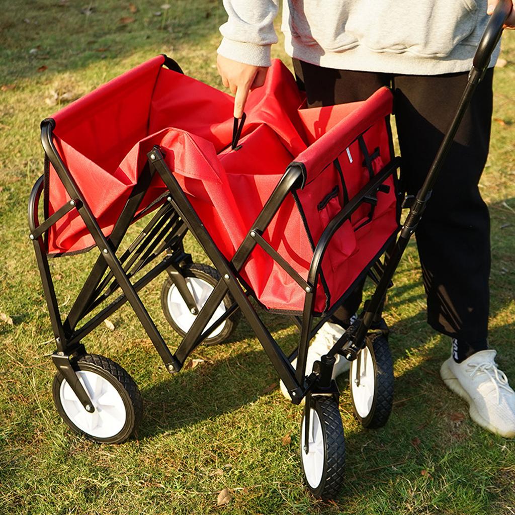 Foldable Camping Trolley Height Adjustable Large Capacity Heavy Duty Portable Collapsible Camping Wagon Cart for Outdoor