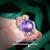 Two-color Gold Craft Handmade Inlaid Fireworks Cut Purple Diamond Ring, Colorful Flower Opening Colored Treasure Ring
