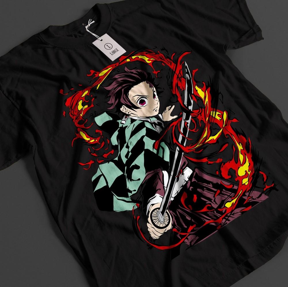 

Demon Slayer Shirt Tanjiro T-Shirt Zenitsu KNY Nezuko Inosuke Akaza Muzan Tee 2XL