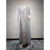 Dubai Arabic Turkish White Mesh Sequin Embroider Gown Dress Saudi Elegant Robe Dress