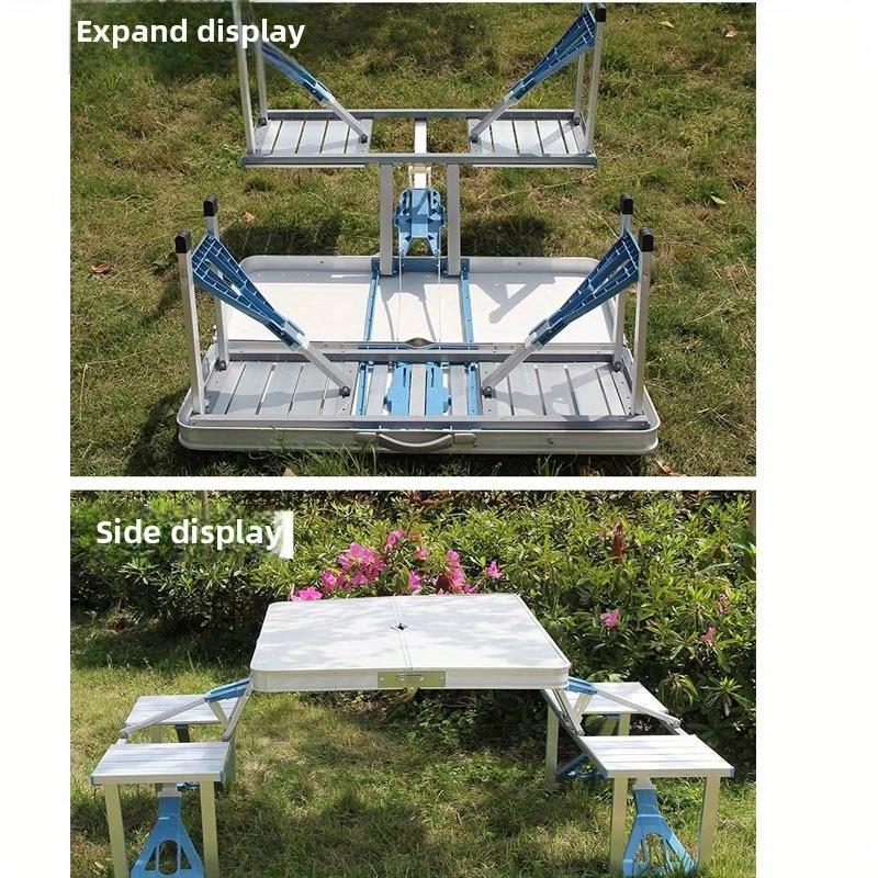 Składany Stół z Krzesłami do Użytku Zewnętrznego Kemping BBQ Piknik Przenośny Kompaktowy Design Nie Wymaga Montażu Wytrzymały i Solidny