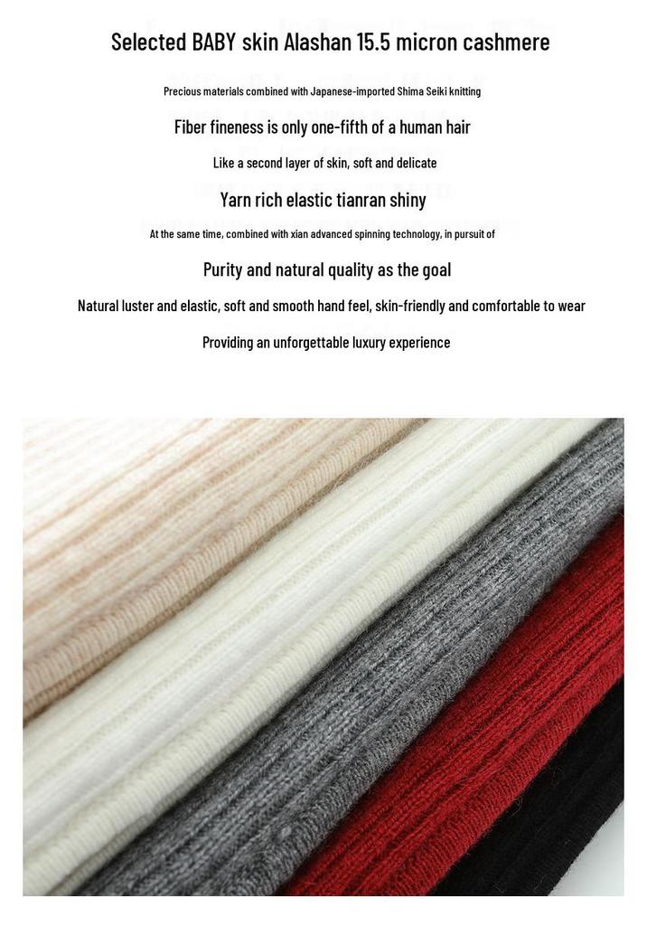 Women's Cashmere Zipper Cardigan: 2024 Autumn/Winter Slim Fit Ribbed Sweater