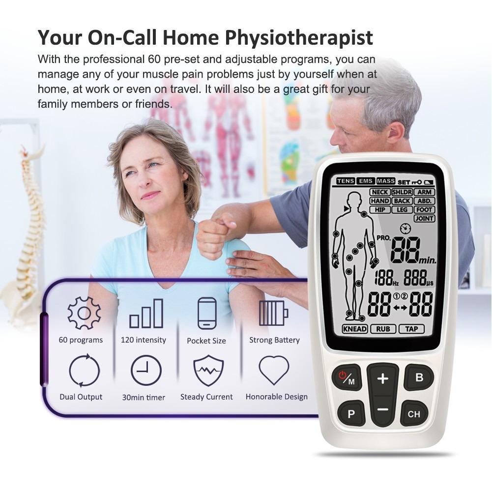 16 PADS EMS Unit Home 3 in 1 Massagers Rechargeable Muscle Stimulator Shoulder Neck Joint Chornic Pain Relief Device