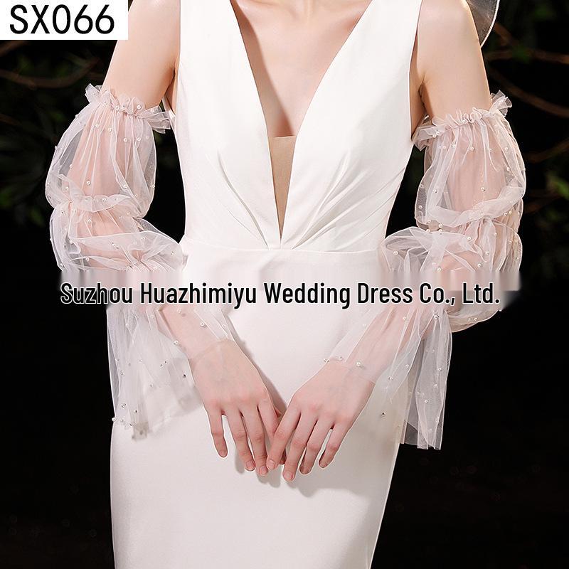 Elegant Pearl Bow Wedding Gloves - French Aesthetic for Bridal Portrait Styling