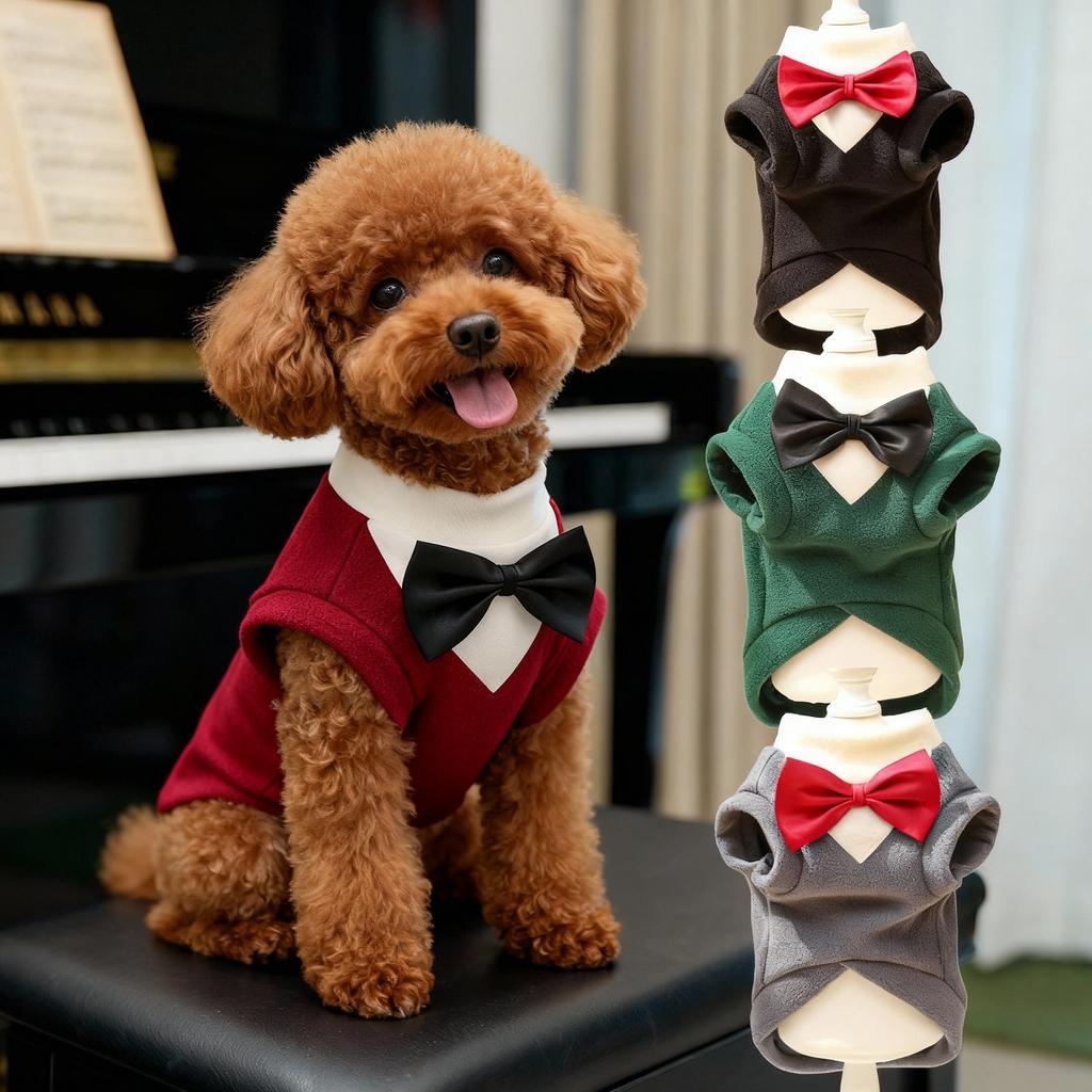 Elegant Pet Tuxedo for Small Dogs Cats Wedding Party Suit with Bow Tie Formal Outfit Dog Clothes Costume