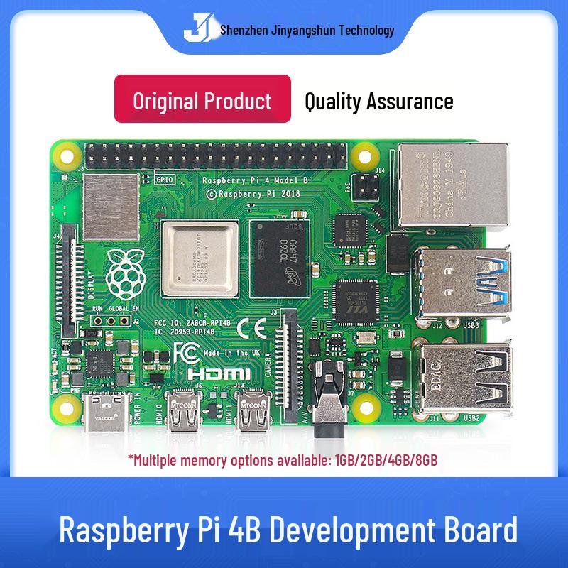 Raspberry Pi 4B Model: 4th Gen Development Board with Dual-Band WiFi, Bluetooth, and Optional 1GB/2GB/4GB/8GB RAM.