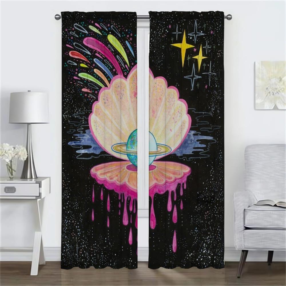 Sun Sea Halloween Decoration Kitchen Curtains Living Room Curtain Partition Tulle Bedroom Home Interior Polyester Ideal For Area