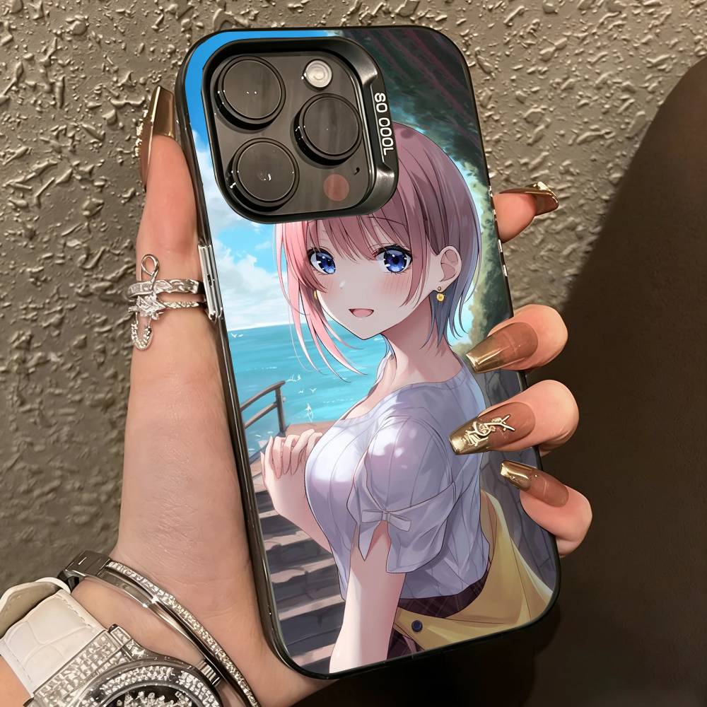 Anime Ichika N-Nakano Handyhülle für iPhone 17,16,15,14,13,12,11 Plus,Pro Max,XS,Farbige Silberbeschichtete Innenabdeckung