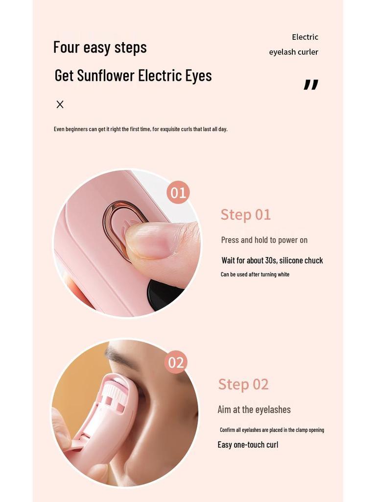Electric Dual-Temperature Eyelash Curler with Digital Display - Long-Lasting Heat and Curling for Women