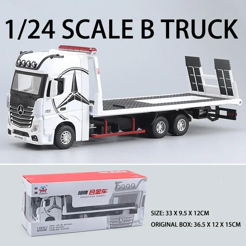 EFVAK1 1:24 Mercedes-Benz 1851 Flatbed Trailer Alloy Truck Model Car Diecast Toy Car Simulation Sound & Light Toys For Children Gift