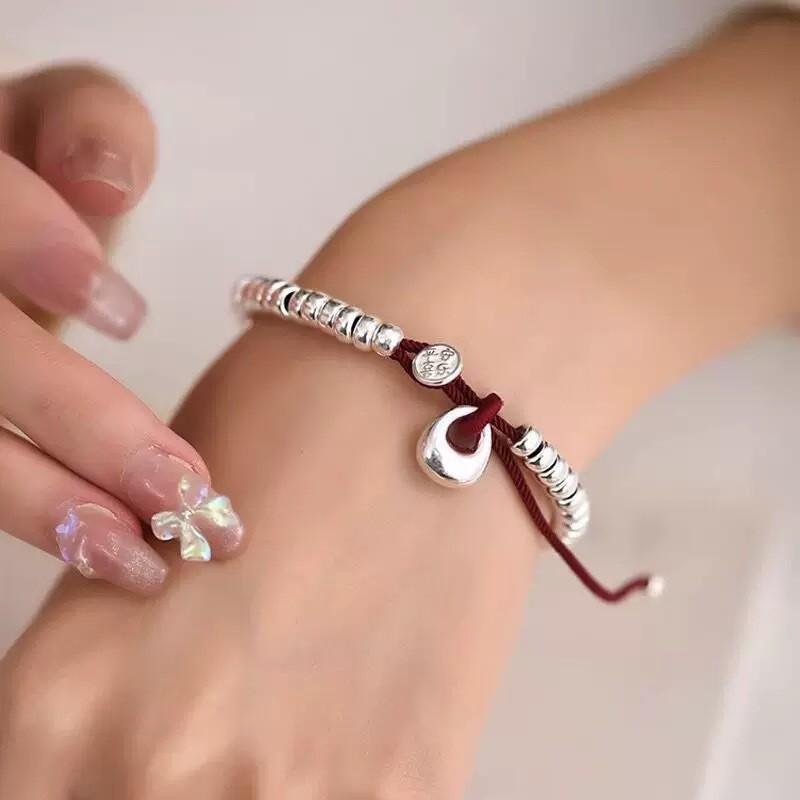 Lucky Bag Solid Lump Peace And Joy Money String Coiling Bracelet Birthday Red Rope Valentine'S Day Gift Batch