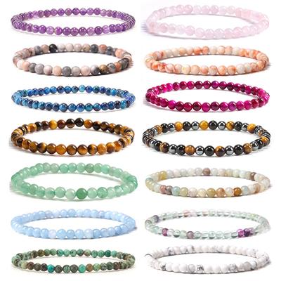 Naturliga Stenpärlor Elastiska Armband För Kvinnor Män 6mm Ametist Kvarts Agater Svart Onyx Pärlarmband Dam Smycken Armband