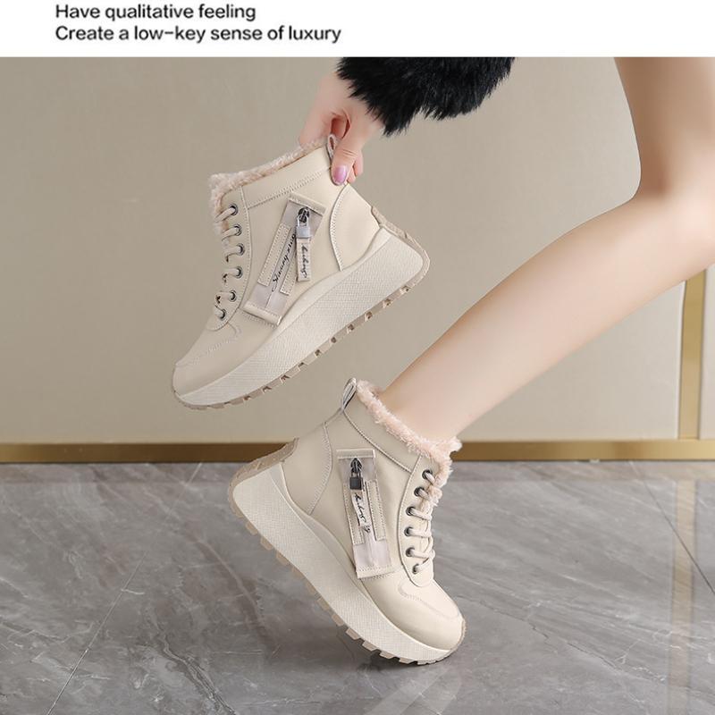 Women's winter fur one thickened padded warm cold hiking cushion hiking waterproof non-slip sports high-top snow boots cotton shoes sneakers