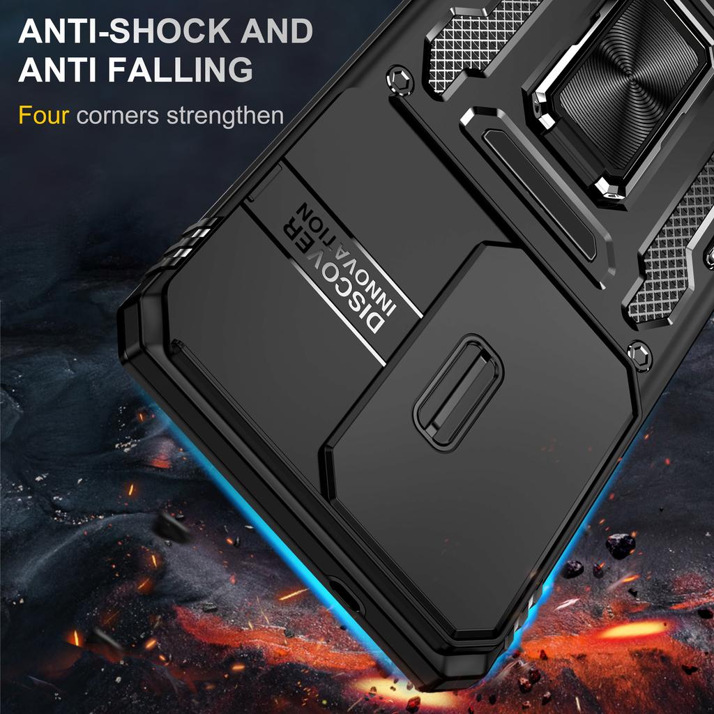 Black Protective Finger Ring Case for Samsung Galaxy A17 5G S26 Ultra A57 A37 A16 A56 A36 A15 A35 A55 S25 FE S24 S23 S22 Plus