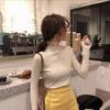 For Autumn and Winter, Wear A Fitted Long-sleeved Semi-high-neck Knitted Sweater As A Student Top