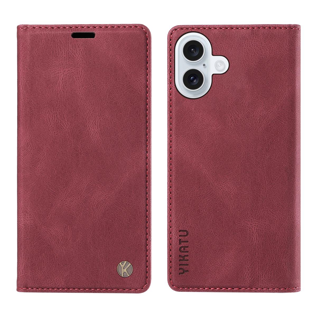 For iPhone 17 Leather Cover YIKATU YK-004 Skin-Touch Wallet Phone Cases G