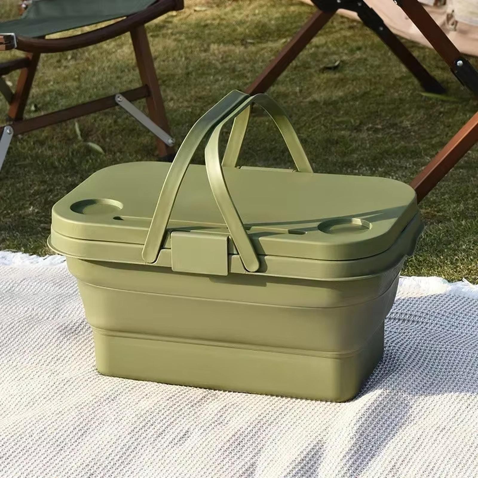 Foldable Outdoor Picnic Basket Portable Large Capacity Camping Storage Basket one size