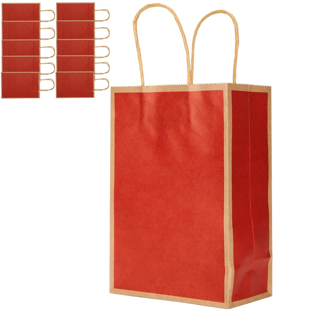 10Pcs Kraft Paper Bag Snacks Shopping Present Gift Bags With Handles for Wedding