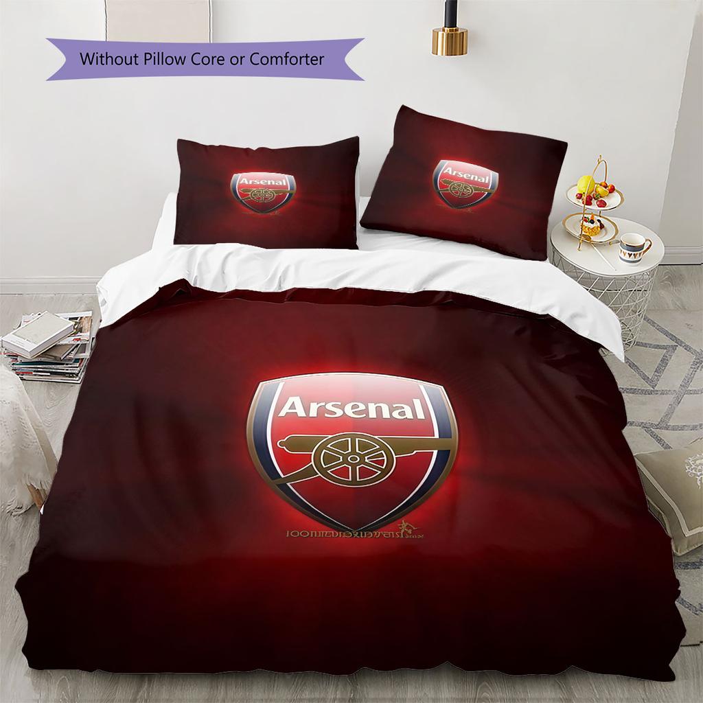Arsenal F Pattern Bedding,Quilt Set Quilt Cover Pillowcase Home Birthday Gift(1 * Duvet Cover + 2 * Pillowcase, Without Core)