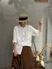 Johnature Casual Shirt Women Summer Retro Loose Versatile Single Breasted Seven Quarter Sleeved Top For Women