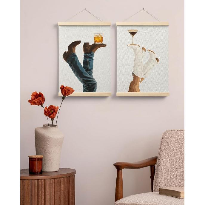 FGFK Modern Western Country Bar Wall Art Poster Hanger Frame, Rustic Cowboy Cowgirl Whiskey Espresso Martini Canvas Prints Framed Wall Decor for Home