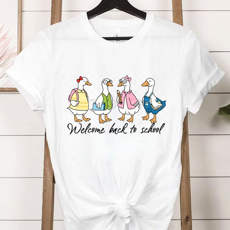 

Welcome Back To School Duck TShirt Cute Teacher Shirt Unisex Tee BacktoSchool Outfit Gifts Funny Gift for Teachers Clothes S