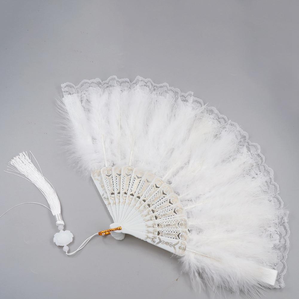 Spanish Style Artificial Feather Fan Retro Lace Fan Photo Props Folding Fan  Dance Performance