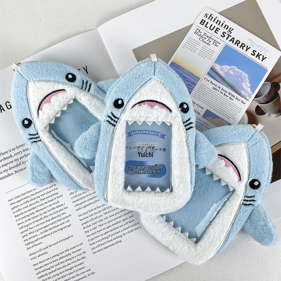 Cute Shark Plush Card Holder: Idol Photo Protector & Stuffed Toy Pendant
