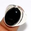 Fine Finish Black Onyx Man'S 925 Silver Plated Ring US 8 Ethnic Fusion Design Q9O81