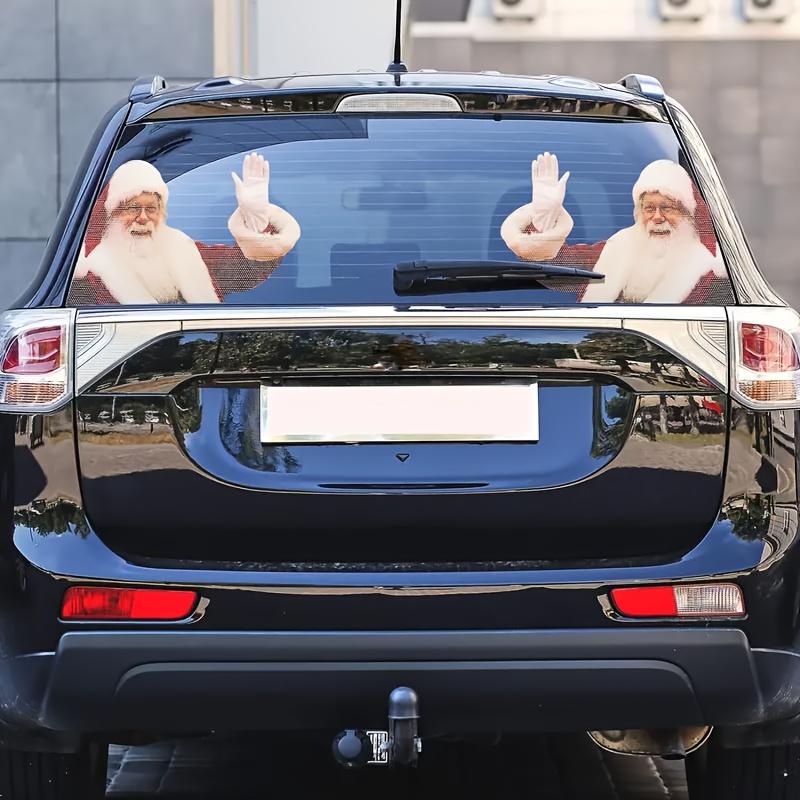 Waterproof Realistic Santa Claus Sticker Christmas Car Window Glass Decal Decoration Ride With Santa Funny Christmas Window
