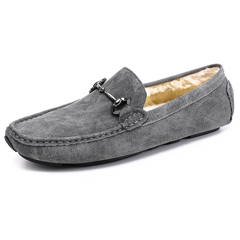 Fashion Men Casual Shoes Fashion Men Fur Handmade Suede Genuine Leather Mens Loafers Moccasins Slip On Men's Flats Male Driving Shoes