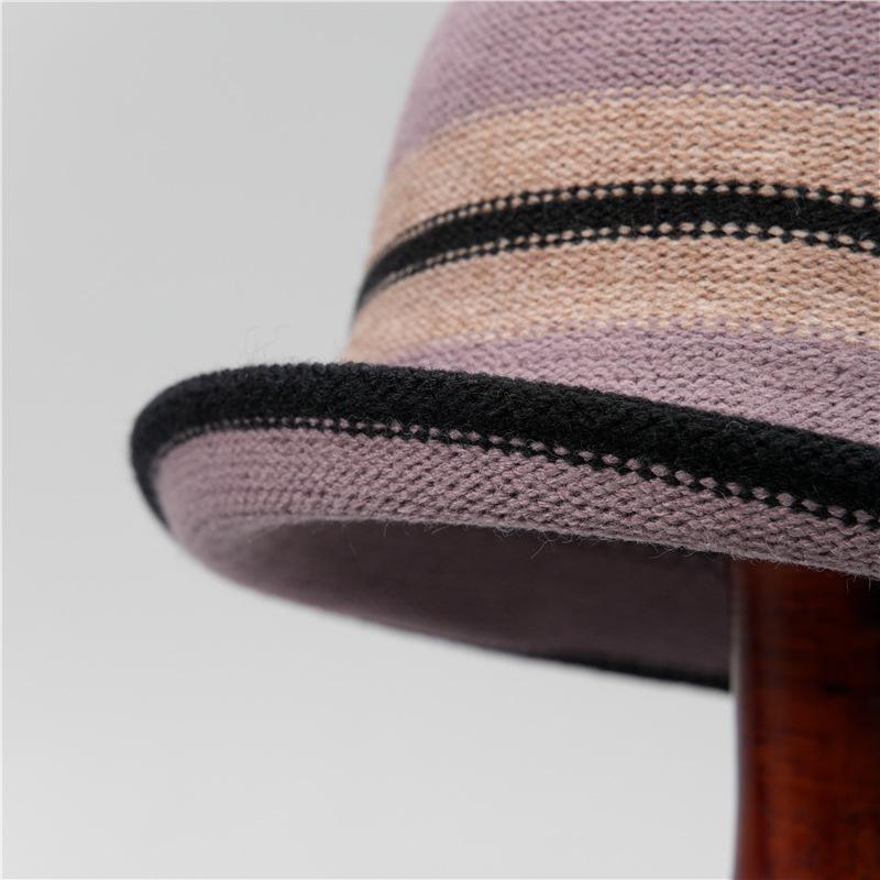 Dome Knitted Bucket Hat Women'S Tide Casual Versatile Mother Crimped Basin Hat Shows Small Face